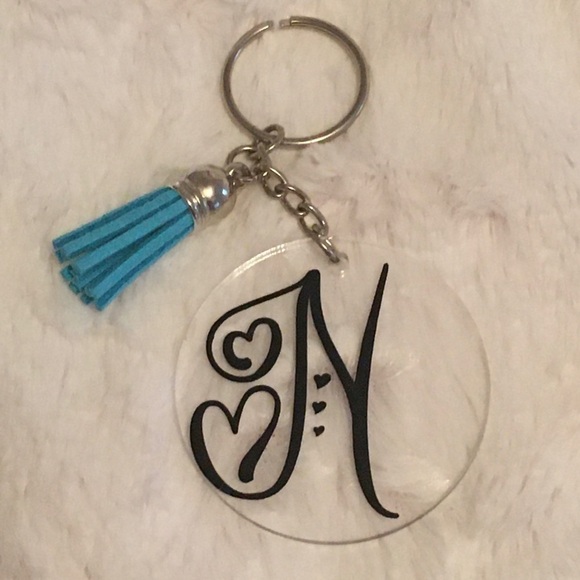Handmade Acrylic Keychain Initial N -2 inches - Picture 1 of 1